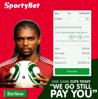 Win Cut 1 with sportybet flexible bet option